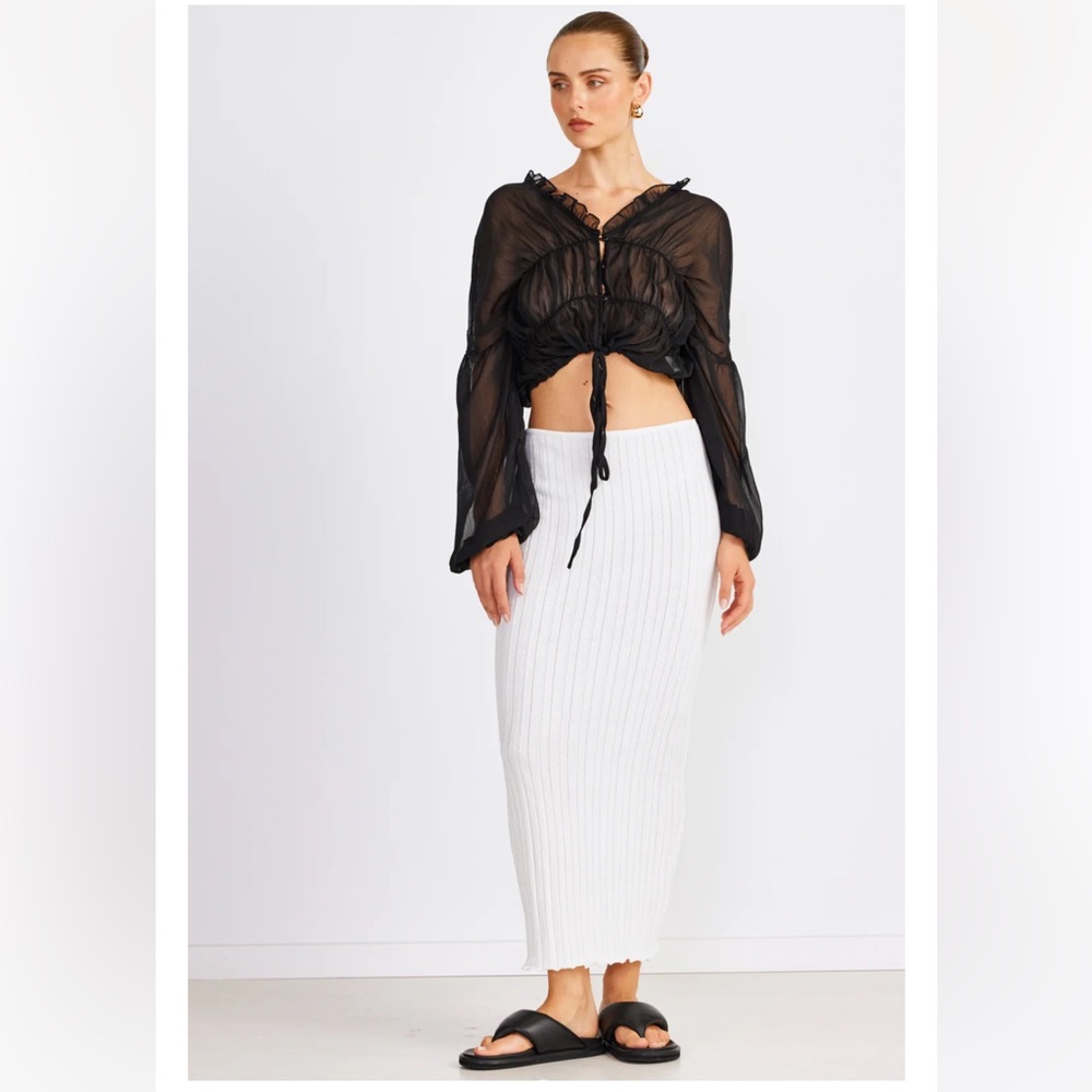 SNDYS BAHA RIBBED SKIRT - WHITE